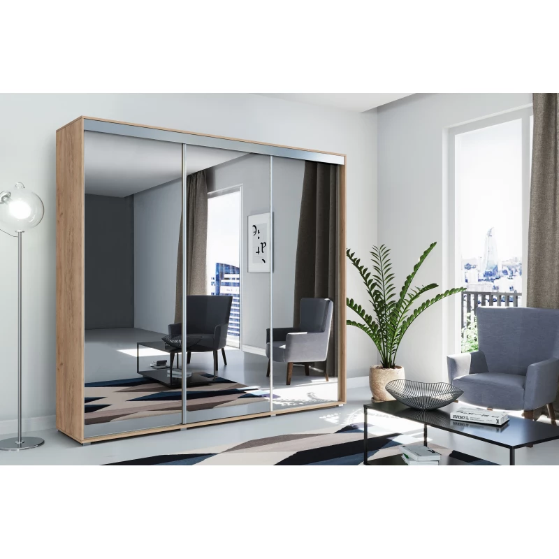 Šatní skříň 278/215 MIGUEL se zrcadlem - dub craft zlatý