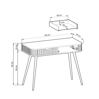 Toaletní stolek LOTAS - černý / zlatý