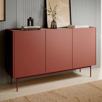 Široká komoda s dvířky PAULIEN - cihlová