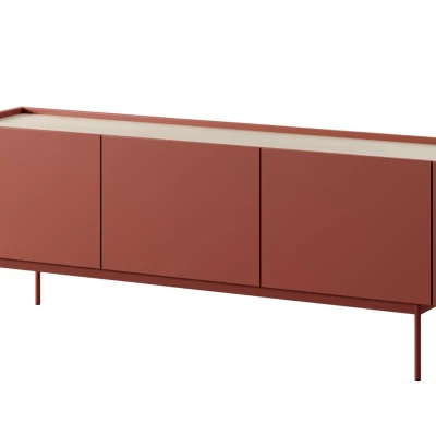 Široká komoda s dvířky PAULIEN - cihlová