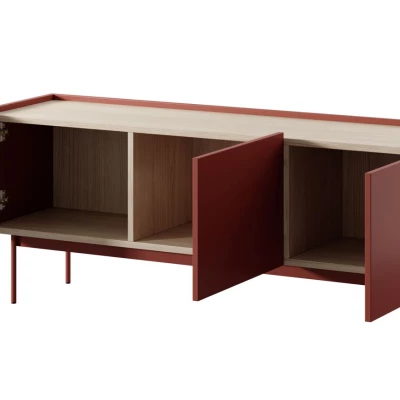 Široká komoda s dvířky PAULIEN - cihlová