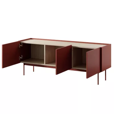 Široká komoda s dvířky PAULIEN - cihlová