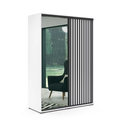 Prostorná šatní skříň 200 MABELA se zrcadlem - bílá / černá