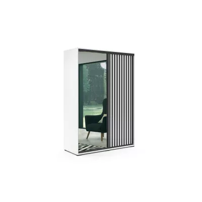 Prostorná šatní skříň 200 MABELA se zrcadlem - bílá / černá