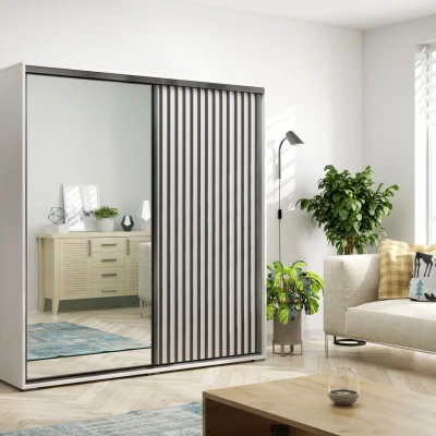 Šatní skříň 150 MABELA se zrcadlem - bílá / černá