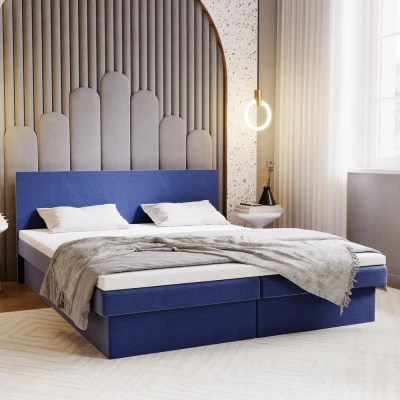 Čalouněná postel 160x200 AVRIL 2 s úložným prostorem - tmavě modrá