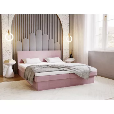 Čalouněná postel 160x200 AVRIL 2 s úložným prostorem - světle růžová