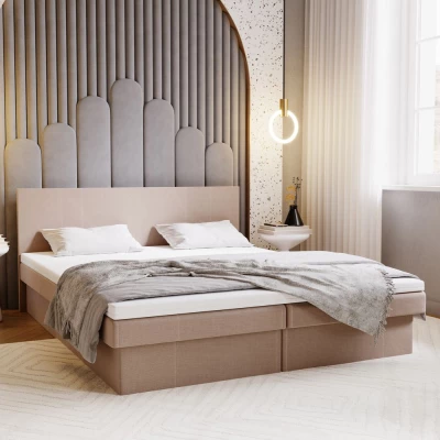 Čalouněná postel 160x200 AVRIL 2 s úložným prostorem - světle hnědá