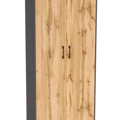 Policová šatní skříň 74 LUBA - grafitová / dub wotan