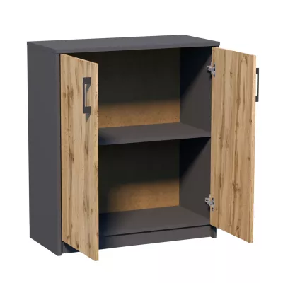 Komoda s dvířky IBOJA - grafitová / dub wotan