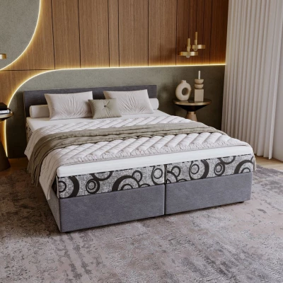 Čalouněná postel 180x200 SUVI 1 s úložným prostorem - šedá / světle šedá