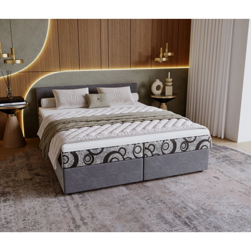Čalouněná postel 180x200 SUVI 1 s úložným prostorem - šedá / světle šedá