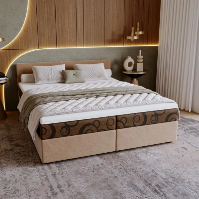 Čalouněná postel 180x200 SUVI 1 s úložným prostorem - béžová / hnědá