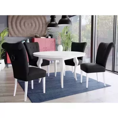 Luxusní jídelní sestava KRAM 3 - bílá / černá + černé klepadlo