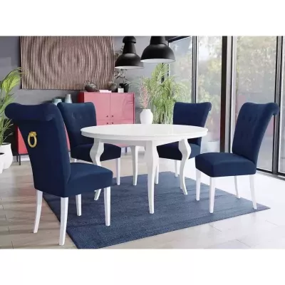 Luxusní jídelní sestava KRAM 3 - bílá / modrá + pozlacené klepadlo