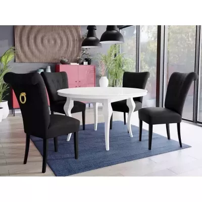 Luxusní jídelní sestava KRAM 3 - bílá / černá / černá + pozlacené klepadlo