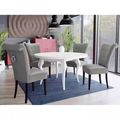 Luxusní jídelní sestava KRAM 3 - bílá / černá / šedá + chromované klepadlo