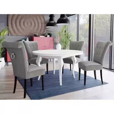 Luxusní jídelní sestava KRAM 3 - bílá / černá / šedá + chromované klepadlo