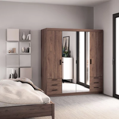 Šatní skříň 177 PILINA se zrcadly - dub lefkas