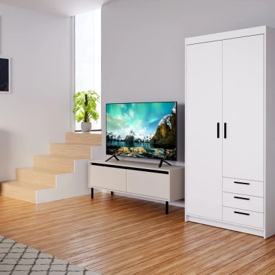 Dvoudveřová skříň 90 PILINA se šuplíky - bílá