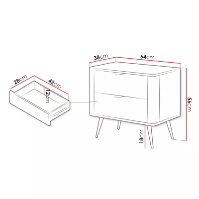 Noční stolek CARTAGE - černý grafit