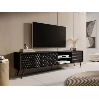 Široký televizní stolek KENDRA - černý + LED osvětlení ZDARMA