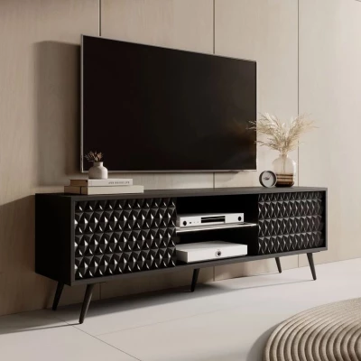 Televizní stolek KENDRA - černý + LED osvětlení ZDARMA