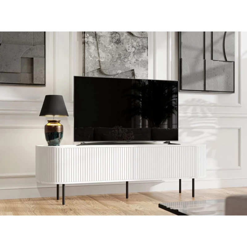 Televizní stolek KORDY - mramor světlý / bílý