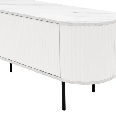 Televizní stolek KORDY - mramor světlý / bílý
