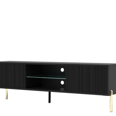Televizní stolek PARKERA - černý / zlatý + LED osvětlení ZDARMA