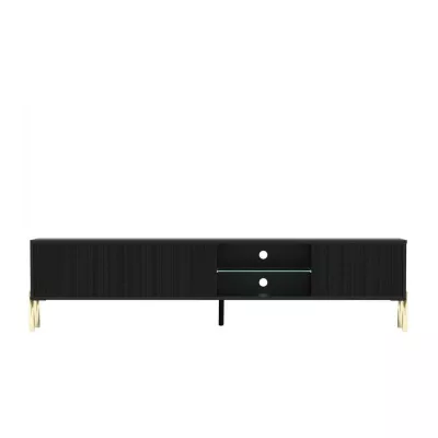 Široký televizní stolek PARKERA - černý / zlatý + LED osvětlení ZDARMA