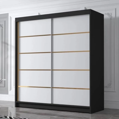 Velká šatní skříň 180 cm UVALDE - černá / bílá