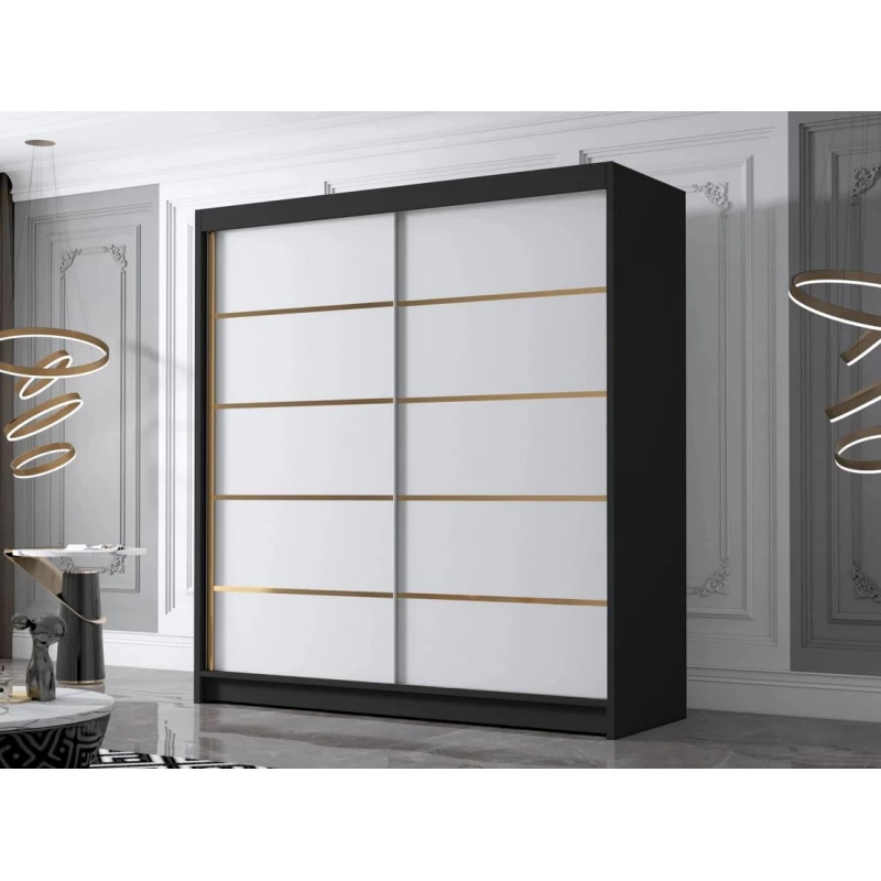 Velká šatní skříň 180 cm UVALDE - černá / bílá