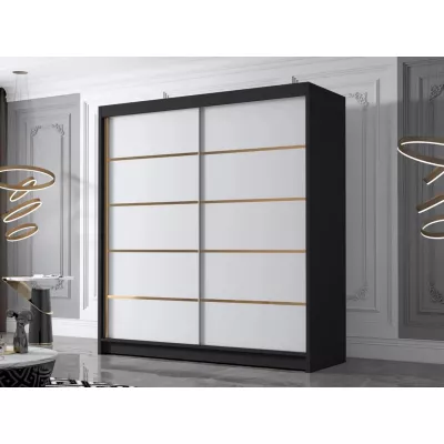Velká šatní skříň 180 cm UVALDE - černá / bílá