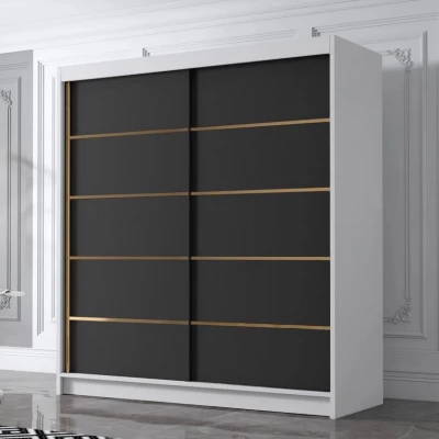 Velká šatní skříň 180 cm UVALDE - bílá / černá