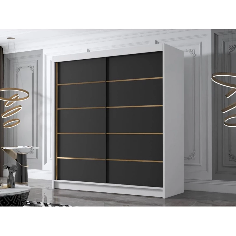 Velká šatní skříň 180 cm UVALDE - bílá / černá