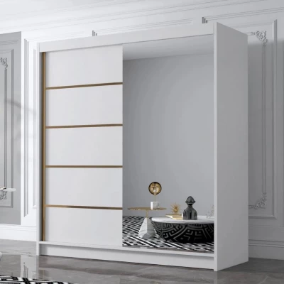 Velká šatní skříň 180 cm se zrcadlem UVALDE - bílá
