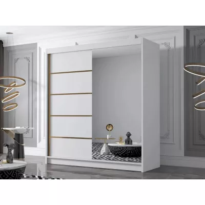 Velká šatní skříň 180 cm se zrcadlem UVALDE - bílá