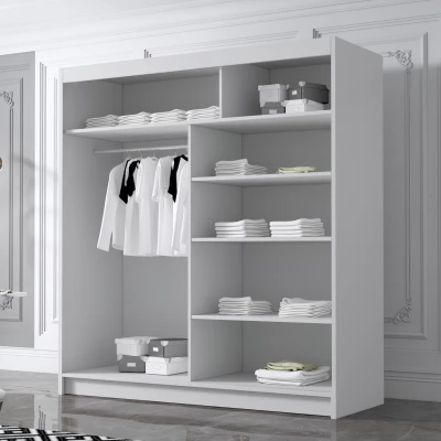 Velká šatní skříň 180 cm UVALDE - černá / bílá