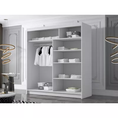 Velká šatní skříň 180 cm se zrcadlem UVALDE - černá / bílá