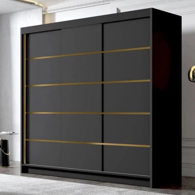 Šatní skříň 200 cm s posuvnými dveřmi TIOGA - černá