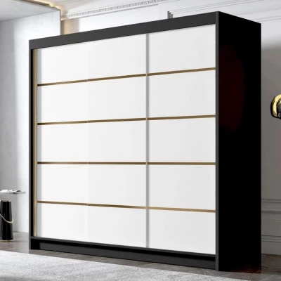 Šatní skříň 200 cm s posuvnými dveřmi TIOGA - černá / bílá