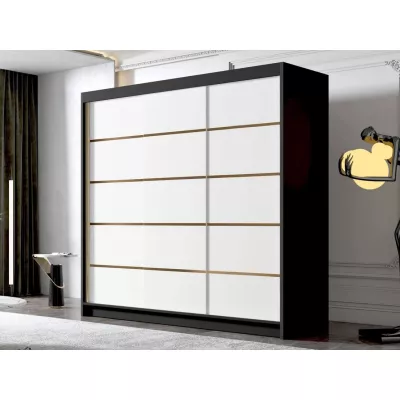 Šatní skříň 200 cm s posuvnými dveřmi TIOGA - černá / bílá