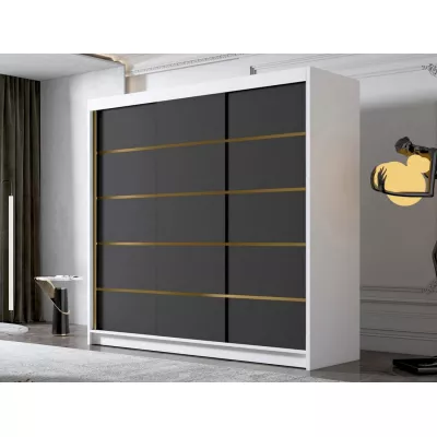 Šatní skříň 200 cm s posuvnými dveřmi TIOGA - bílá / černá