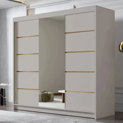 Velká zrcadlová šatní skříň 200 cm TIOGA - kašmír