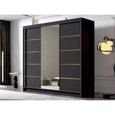 Velká zrcadlová šatní skříň 200 cm TIOGA - černá