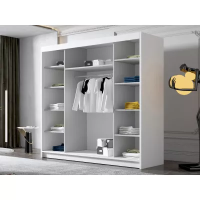 Šatní skříň 200 cm s posuvnými dveřmi TIOGA - bílá / černá