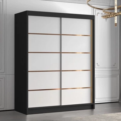 Vysoká šatní skříň 150 cm TENAHA - černá / bílá