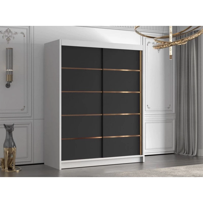 Vysoká šatní skříň 150 cm TENAHA - bílá / černá