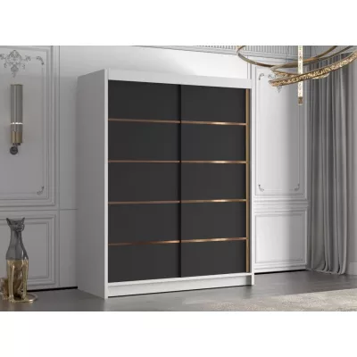 Vysoká šatní skříň 150 cm TENAHA - bílá / černá